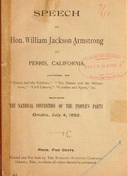 Speech of Hon. William Jackson Armstrong ..