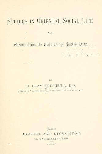Studies in oriental social life