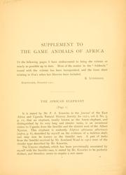 Supplement to the game animals of Africa
