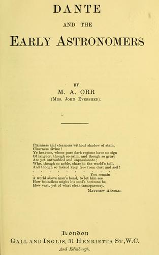 Dante and the early astronomers