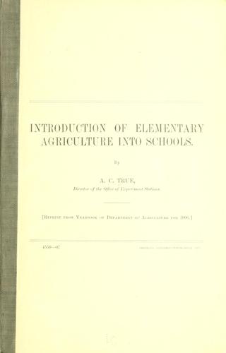 Introduction of elementary agriculture into schools