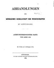 Abhandlungen der Königlichen Gesellschaft der Wissenschaften zu Göttingen
