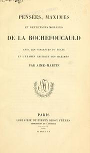 Pensées, maximes et réflexions morales