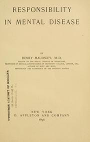 Responsibility in mental disease