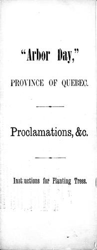 Arbor Day, Province of Québec