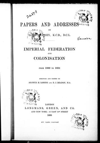 Papers and addresses by Lord Brassey