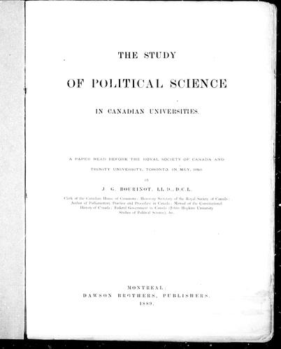 The study of political science in Canadian universities