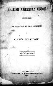 British American union considered in relation to the interests of Cape Breton