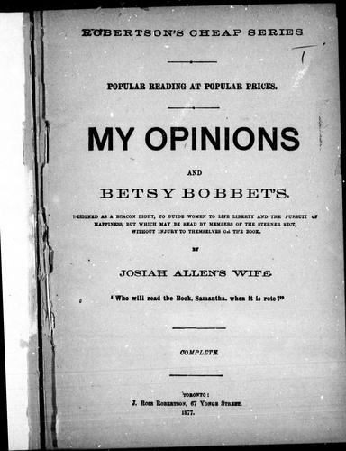My opinion and Betsy Bobbet's