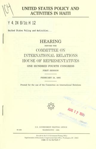 United States policy and activities in Haiti
