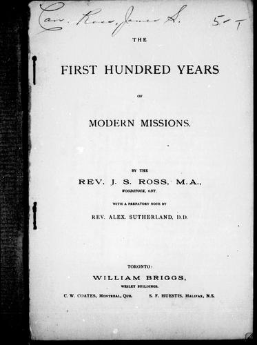 The first hundred years of modern missions
