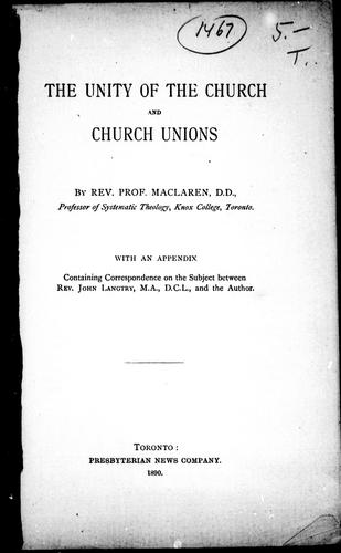 The unity of the church and church unions