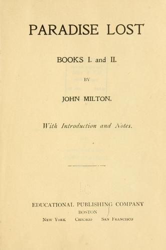 Paradise lost. Books I and II