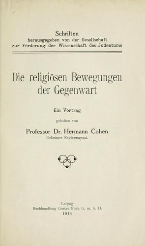 Die religiösen Bewegungen der Gegenwart