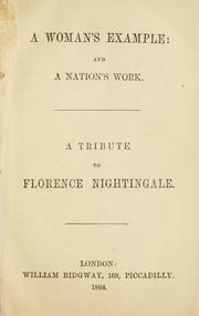 A woman's example and a nation's work