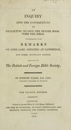 An inquiry into the consequences of neglecting to give the prayer book with the Bible