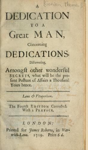 A dedication to a great man, concerning dedications