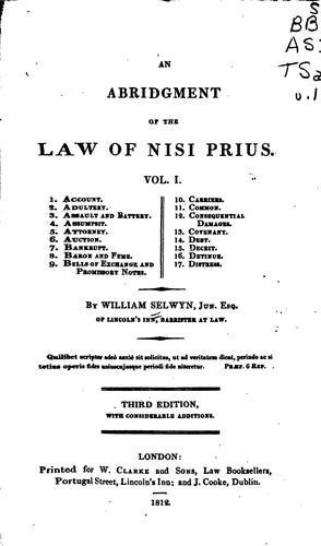 An abridgment of the law of nisi prius ..
