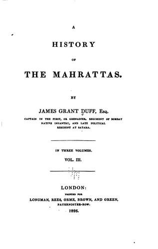 A history of the Mahrattas