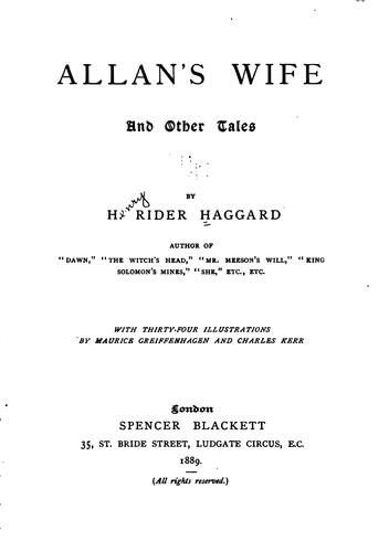 Allan's wife, and other tales