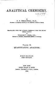 Kurzes Lehrbuch der analytischen Chemie