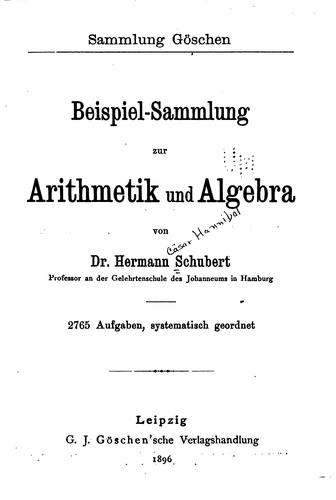Beispiel-sammluing zur Arithmetik und Algebra