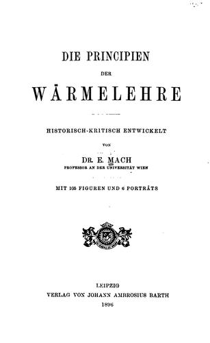 Die Principien der Wärmelehre