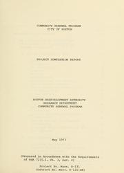 Community renewal program, city of Boston: project completion report
