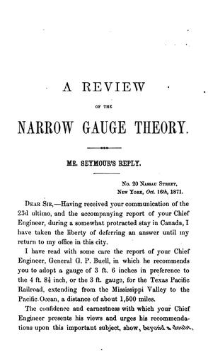 A review of the theory of narrow gauges as applied to main trunk lines of railway