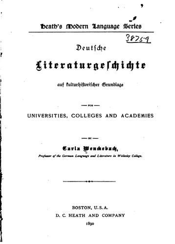 Deutsche Literaturgeschichte: Auf kulturhistorischer Grundlage, for ..