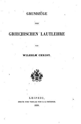 Grundzüge der griechischen Lautlehre