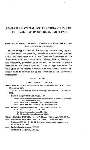 I. The West as a field for historical study