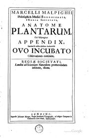 Marcelli Malpighii ... Anatome plantarum: Cui subjungitur appendix, iteratas ..