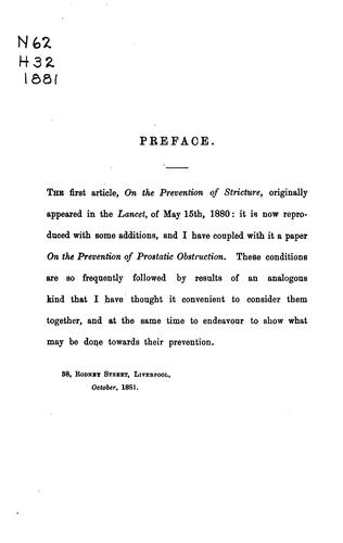 The prevention of stricture; and of prostatic obstruction