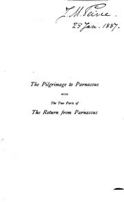 The Pilgrimage to Parnassus with the Two Parts of The Return from Parnassus: Three Comedies ..