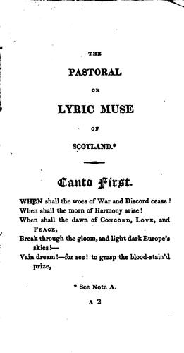 The Pastoral Or Lyric Muse of Scotland: In Three Cantos
