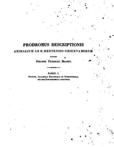 Prodromus descriptionis animalium ab H. Mertensio in orbis terrarum circumnavigatione ..