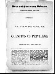 Speech of Henri Bourassa, M.P. on the question of privilege