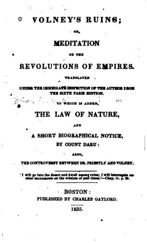 Volney's Ruins: Or, Meditation on the Revolutions of Empires
