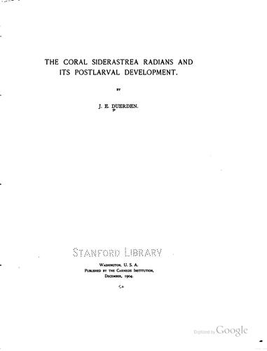 The Coral Siderastrea Radians and Its Postlarval Development