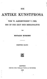 Die antike Kunstprosa vom VI. Jahrhundert v. Chr. bis in die Zeit der Renaissance