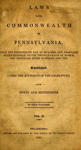 Laws of the Commonwealth of Pennsylvania