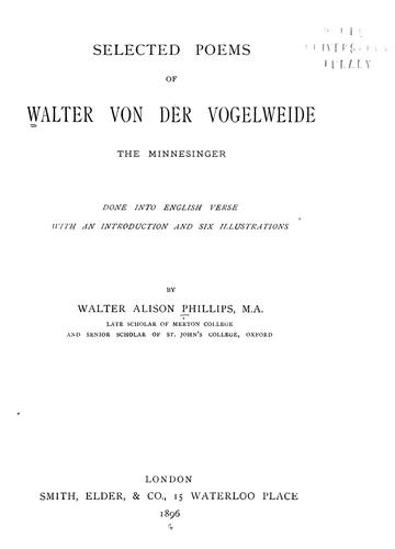 Selected poems of Walther von der Vogelweide