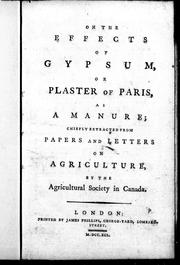 On the effects of gypsum or plaster of Paris, as a manure