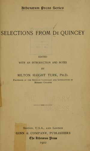 Selections from De Quincey