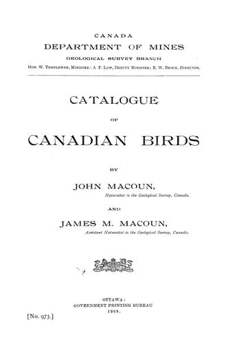 Catalogue of Canadian birds ..