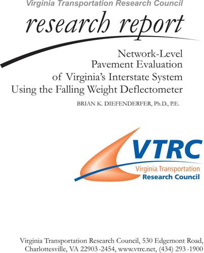 Network-level pavement evaluation of Virginia's interstate system using the falling weight deflectometer
