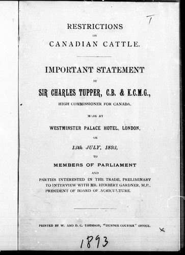 Restrictions on Canadian cattle