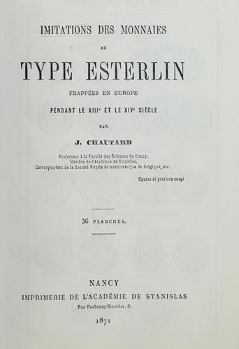 Imitations des monnaies au type esterlin frappées en Europe pendant le XIIIe et le XIVe siècle