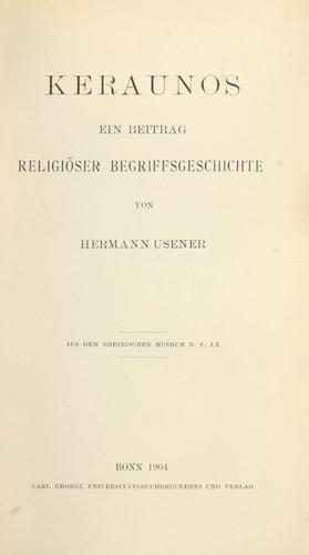 Keraunos, ein Beitrag religiöser Begriffsgeschichte